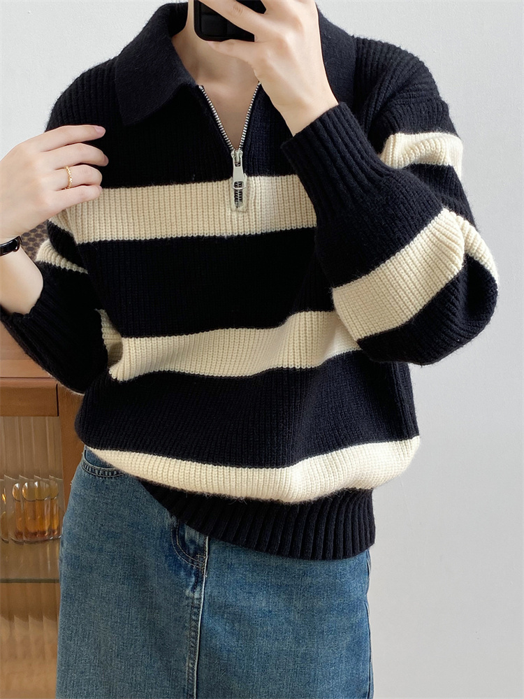 ボーダー服 ボーダーニットセーター ゆったり快適な冬の定番アイテム