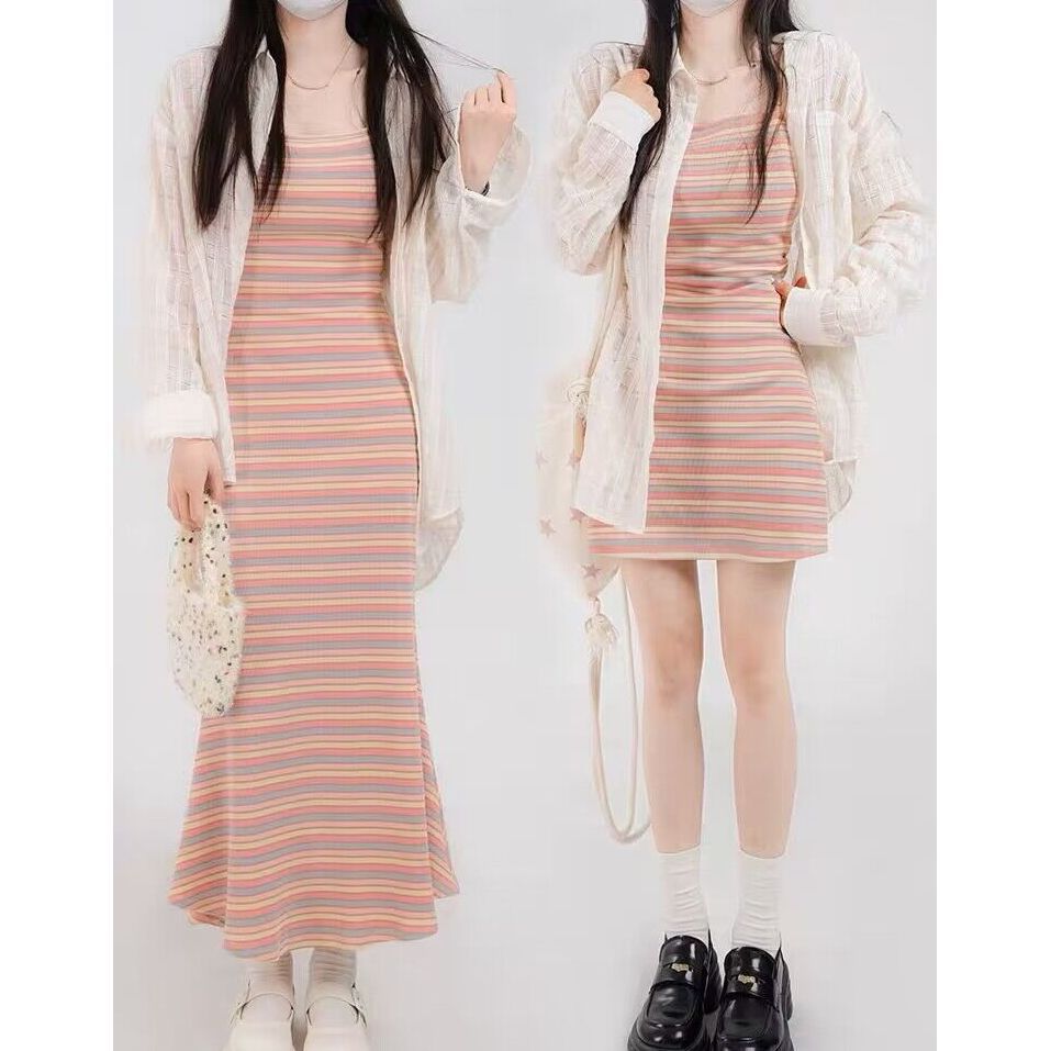ボーダー服 ボーダー服 優美なリブボーダーワンピース