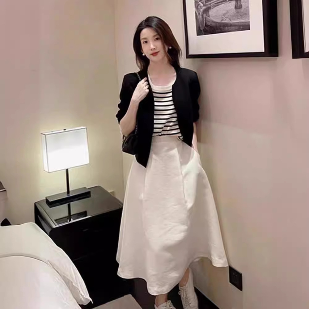 ボーダー服 ボーダー服 クラシック細ボーダー丸首Tシャツ