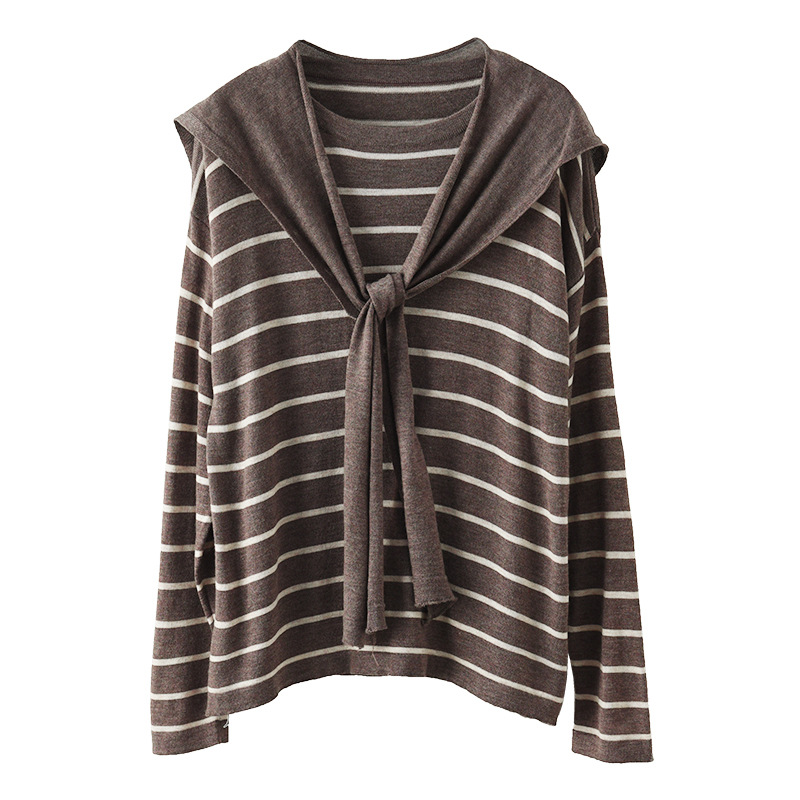 ボーダー服 秋冬新作 レディース 肩かけ風 ボーダー セーター ニット