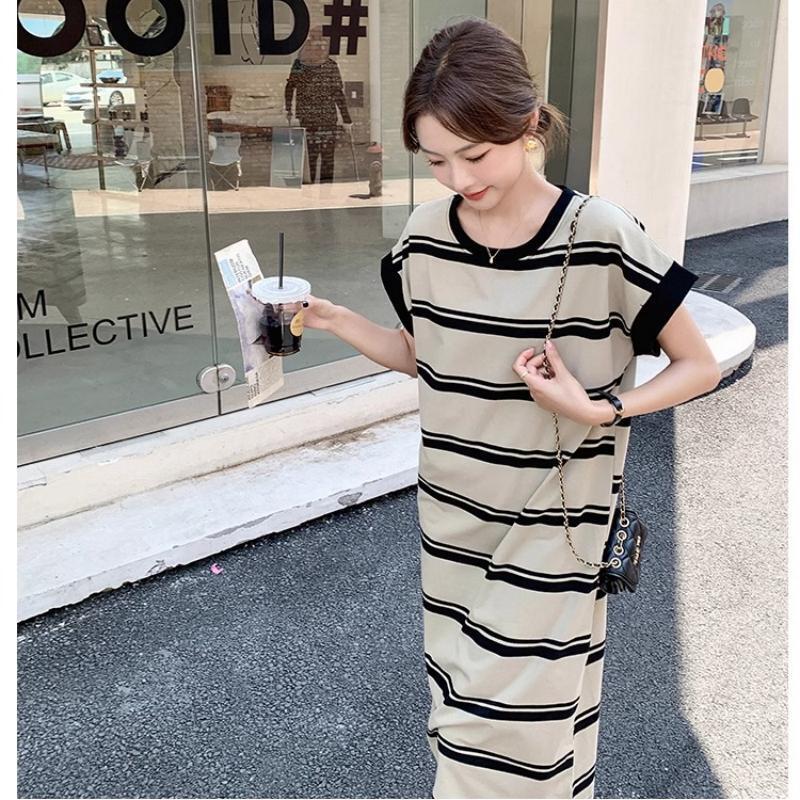 ボーダー服 ゆったり横縞リラックスワンピース