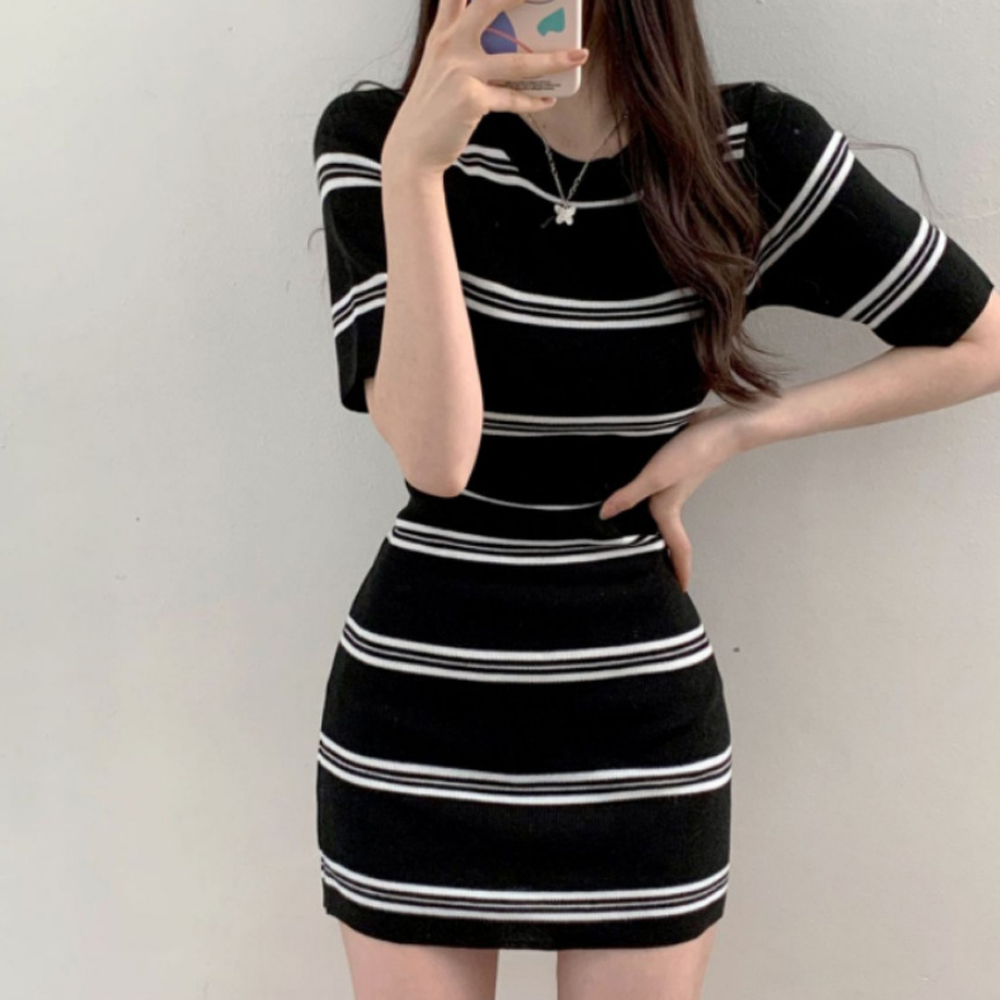 ボーダー服 ボーダー柄 美シルエット サマーニットワンピース