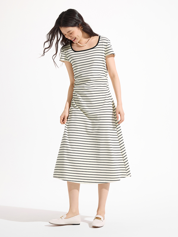 ボーダー服 おしゃれ楽ちん 爽やか横縞ワンピース