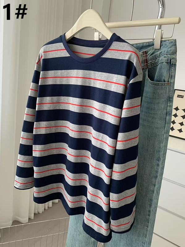 ボーダー服 2025新作 ボーダー柄長袖シャツ レディース 春秋カジュアル