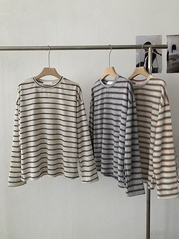 ボーダー服 新作ボーダー柄長袖トップス春秋レディース