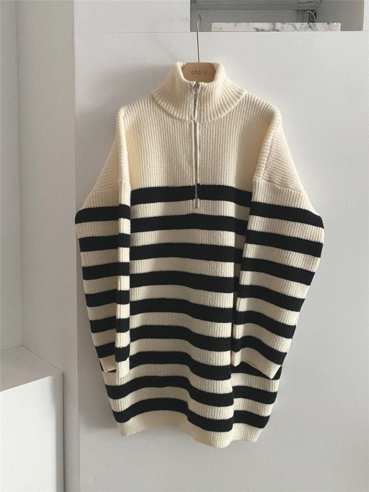 ボーダー服 大人可愛いボーダー柄ニットワンピース