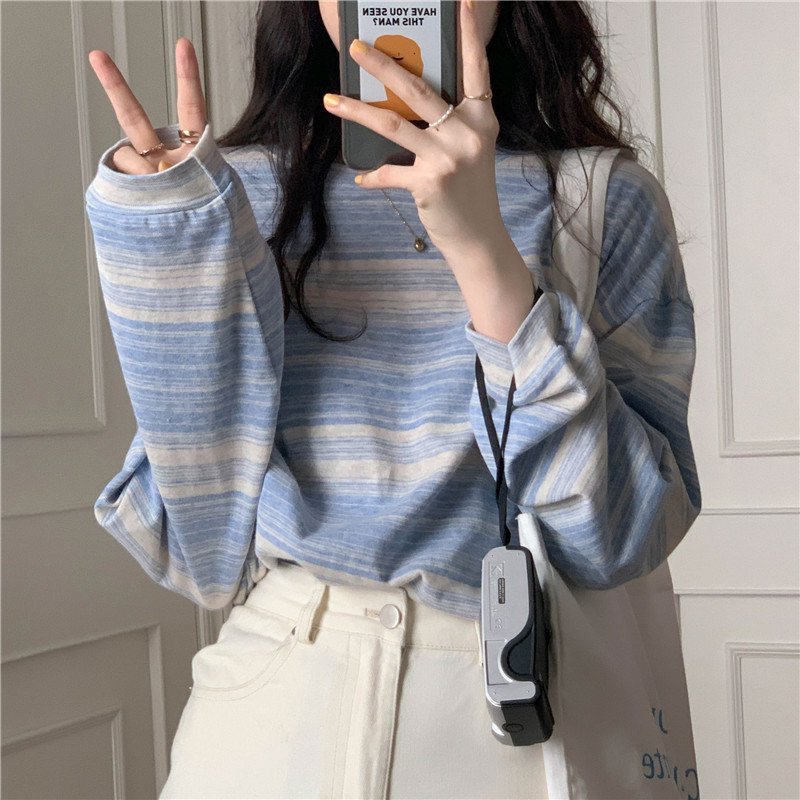 ボーダー やわらか水彩ボーダー長袖