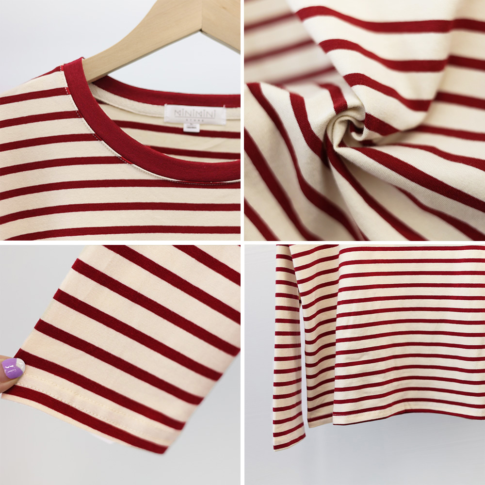 ボーダー服 ボーダー柄長袖カットソー春秋レディース