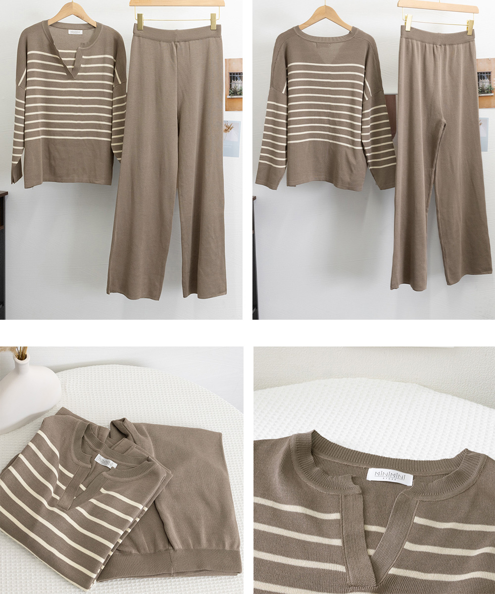 ボーダー服 ボーダーニットセットアップ上下セット