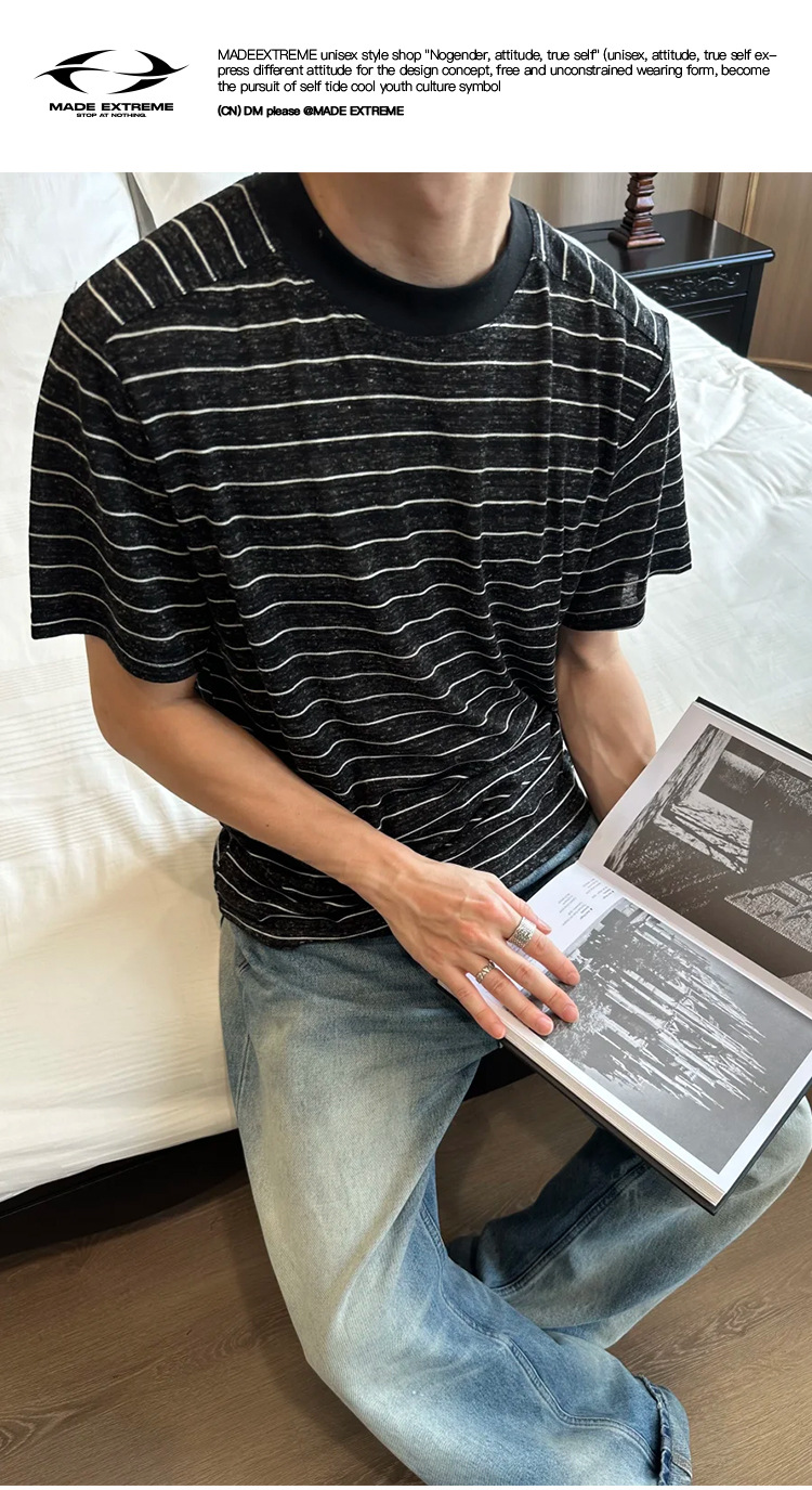ボーダー服 クラシック細ボーダー半袖Tシャツ