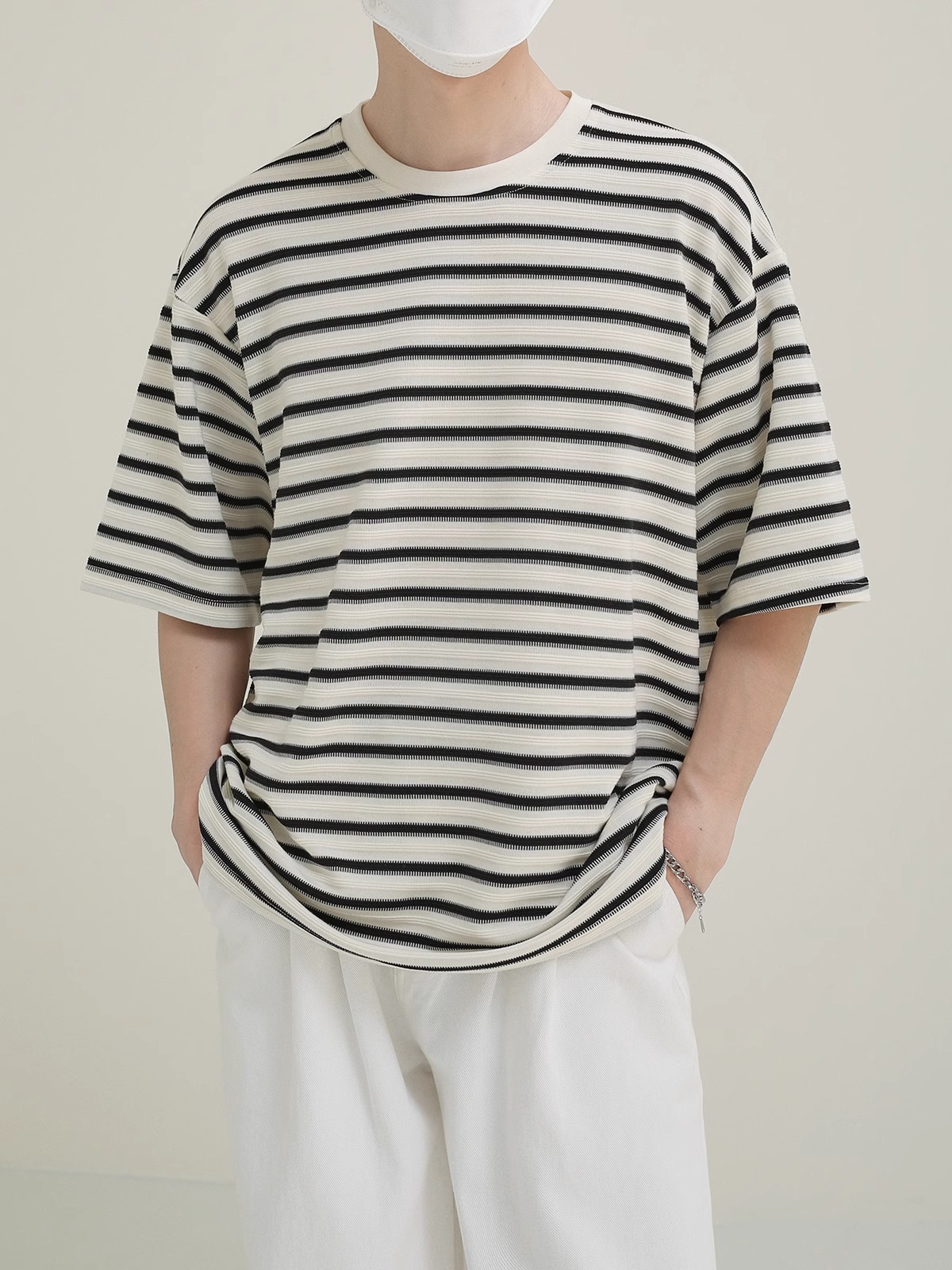 ボーダー こだわり横縞ゆったりクルーネック