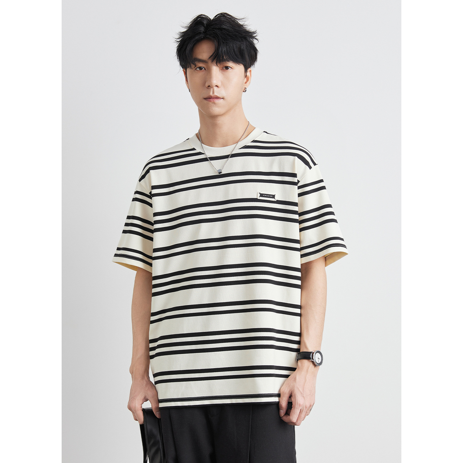 ボーダー クラシック横縞ゆったりデザインTシャツ