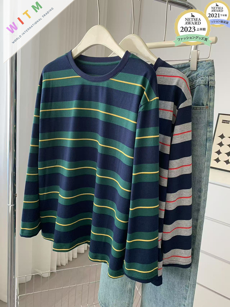 ボーダー服 2025新作 ボーダー柄長袖シャツ レディース 春秋カジュアル