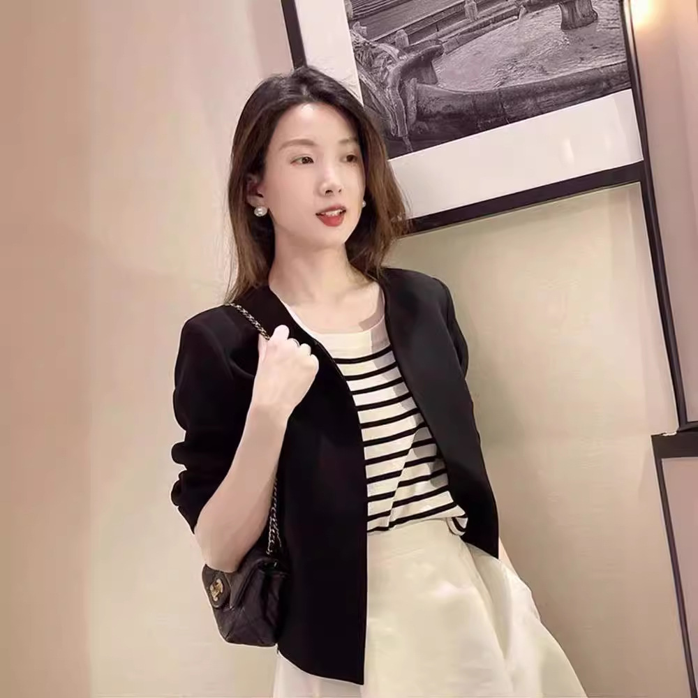 ボーダー服 ボーダー服 クラシック細ボーダー丸首Tシャツ
