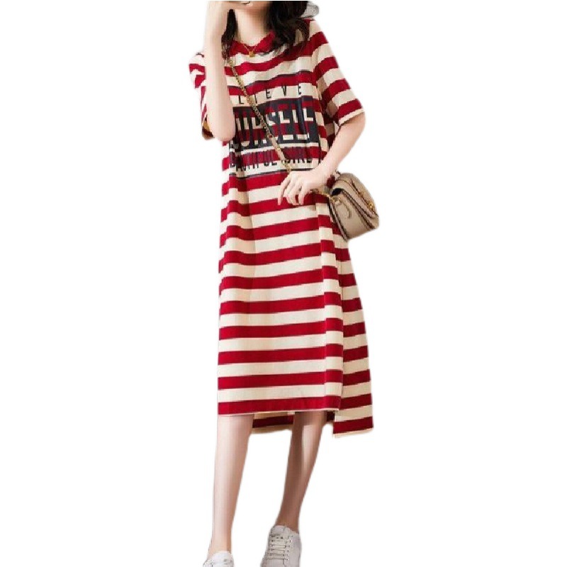 ボーダー服 ボーダー服 ロゴプリント入りボーダーワンピース