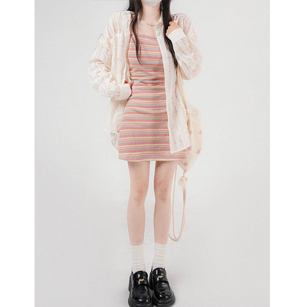 ボーダー服 ボーダー服 優美なリブボーダーワンピース