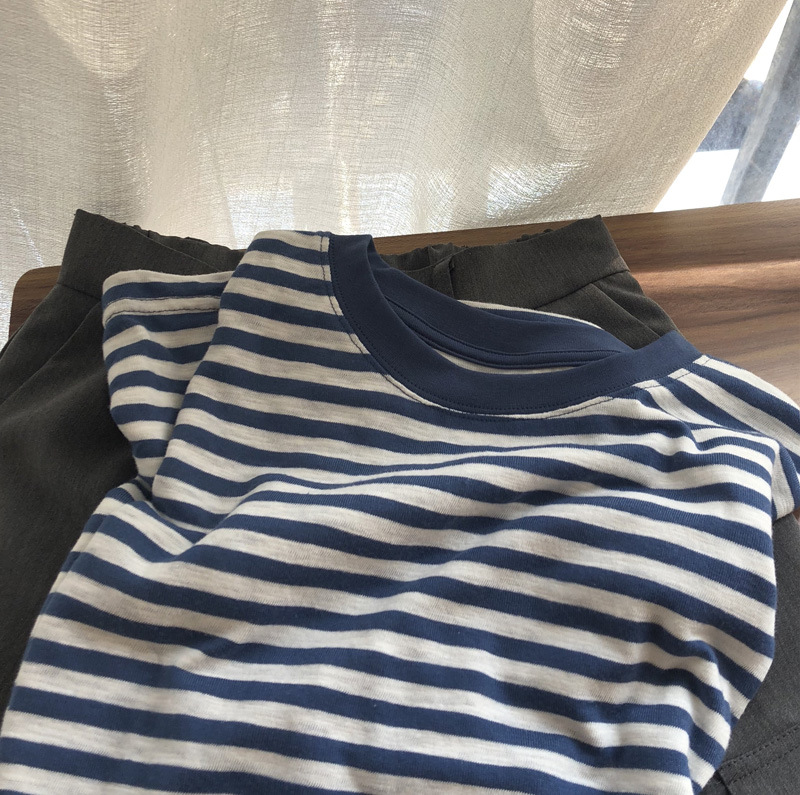 ボーダー服 ボーダー服 シンプル爽やか 細ボーダークルーネック