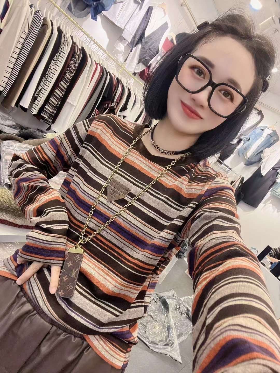 マルチボーダー柄オーバーサイズニット ボーダー服
