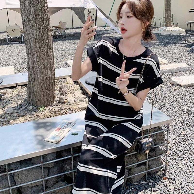 ボーダー服 ゆったり横縞リラックスワンピース