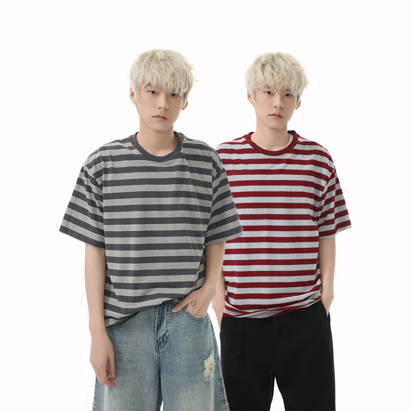 ボーダー ゆったりシルエット 太ボーダーＴシャツ