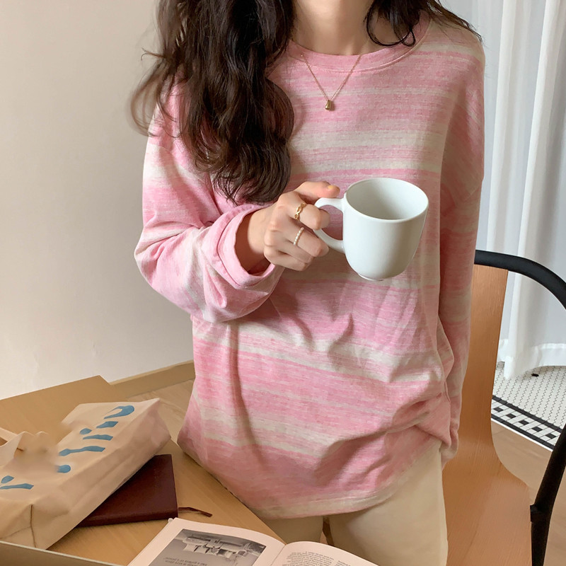 ボーダー やわらか水彩ボーダー長袖