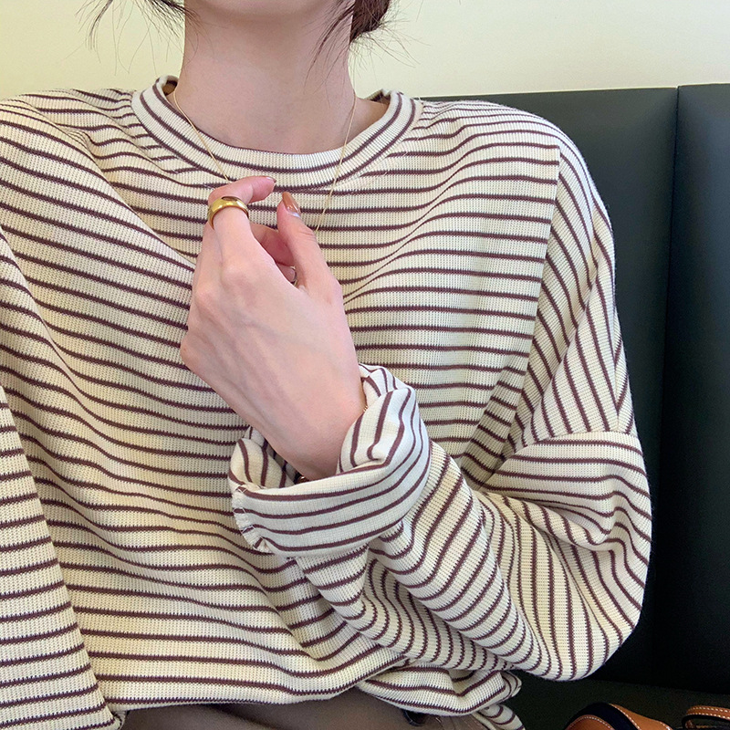 ボーダー服 ボーダー服 なめらかシルエット細ボーダー長袖