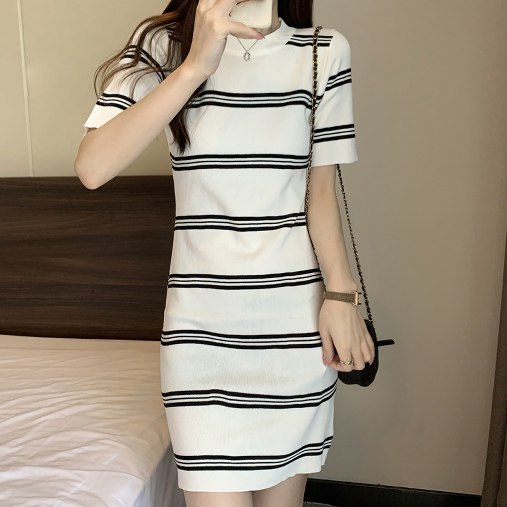ボーダー服 ボーダー柄 美シルエット サマーニットワンピース