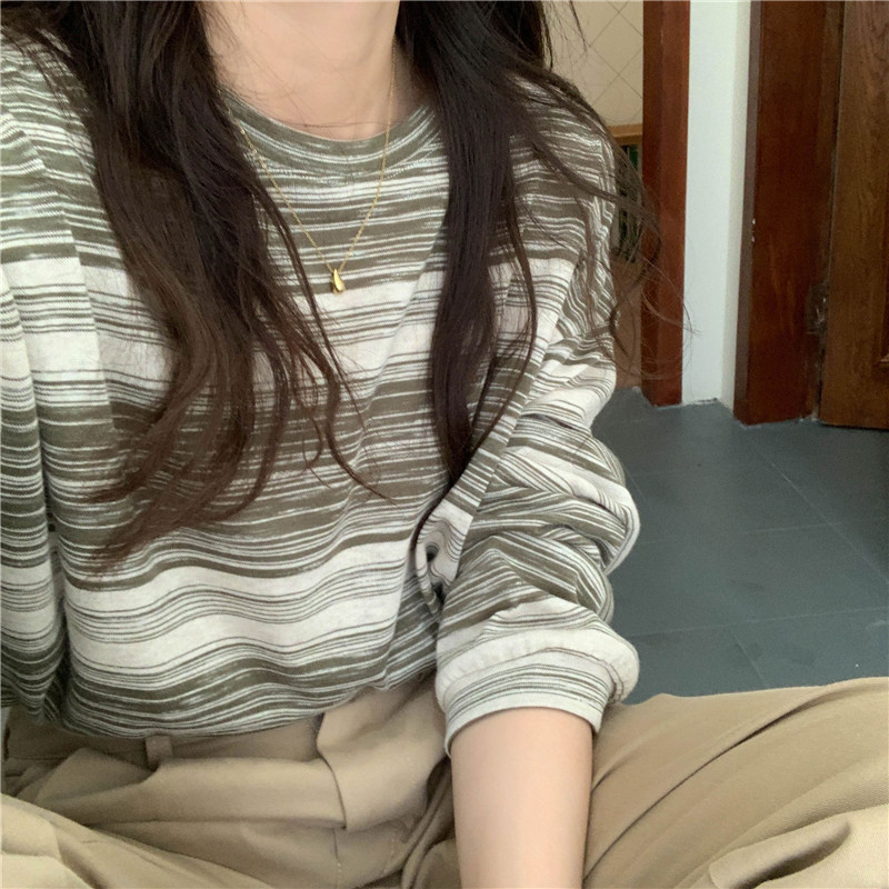 ボーダー やわらか水彩ボーダー長袖