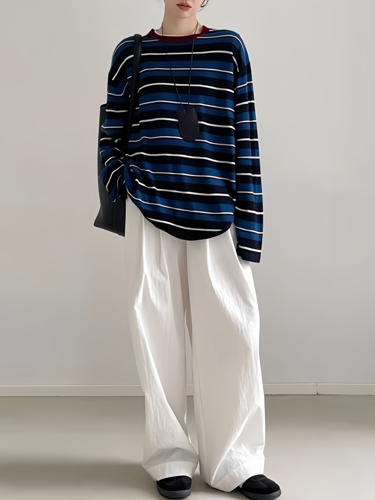 ボーダー服 2025新作 マルチボーダー柄長袖トップス レディース春秋