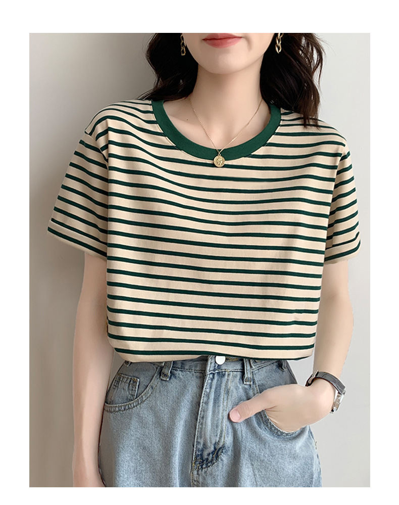ボーダー服 リブネック 爽やかボーダー半袖