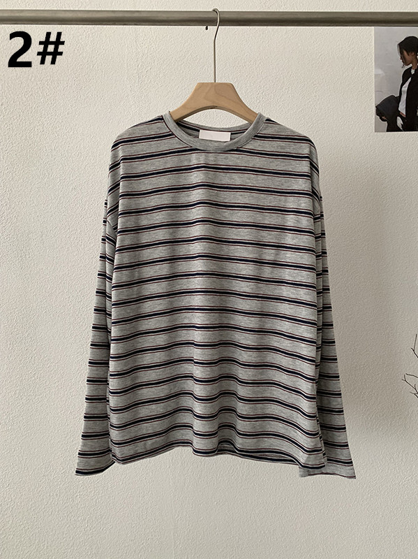 ボーダー服 新作ボーダー柄長袖トップス春秋レディース