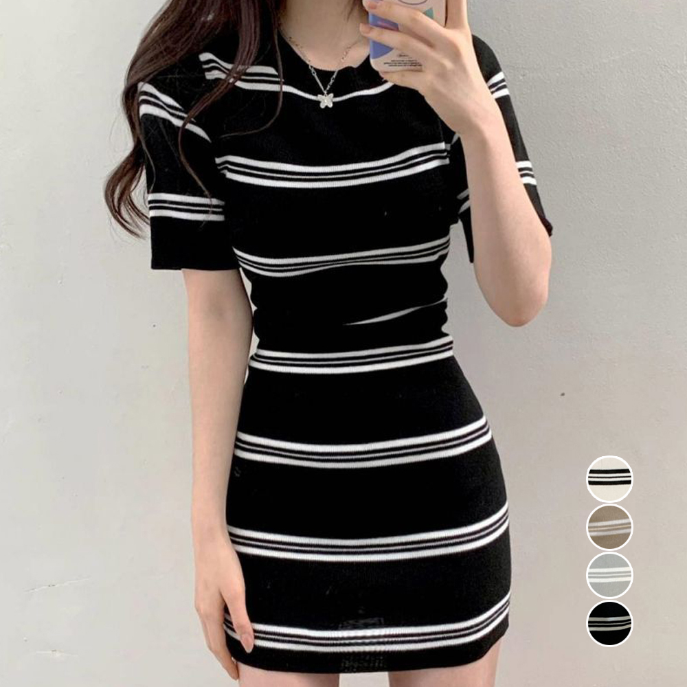 ボーダー服 ボーダー柄 美シルエット サマーニットワンピース