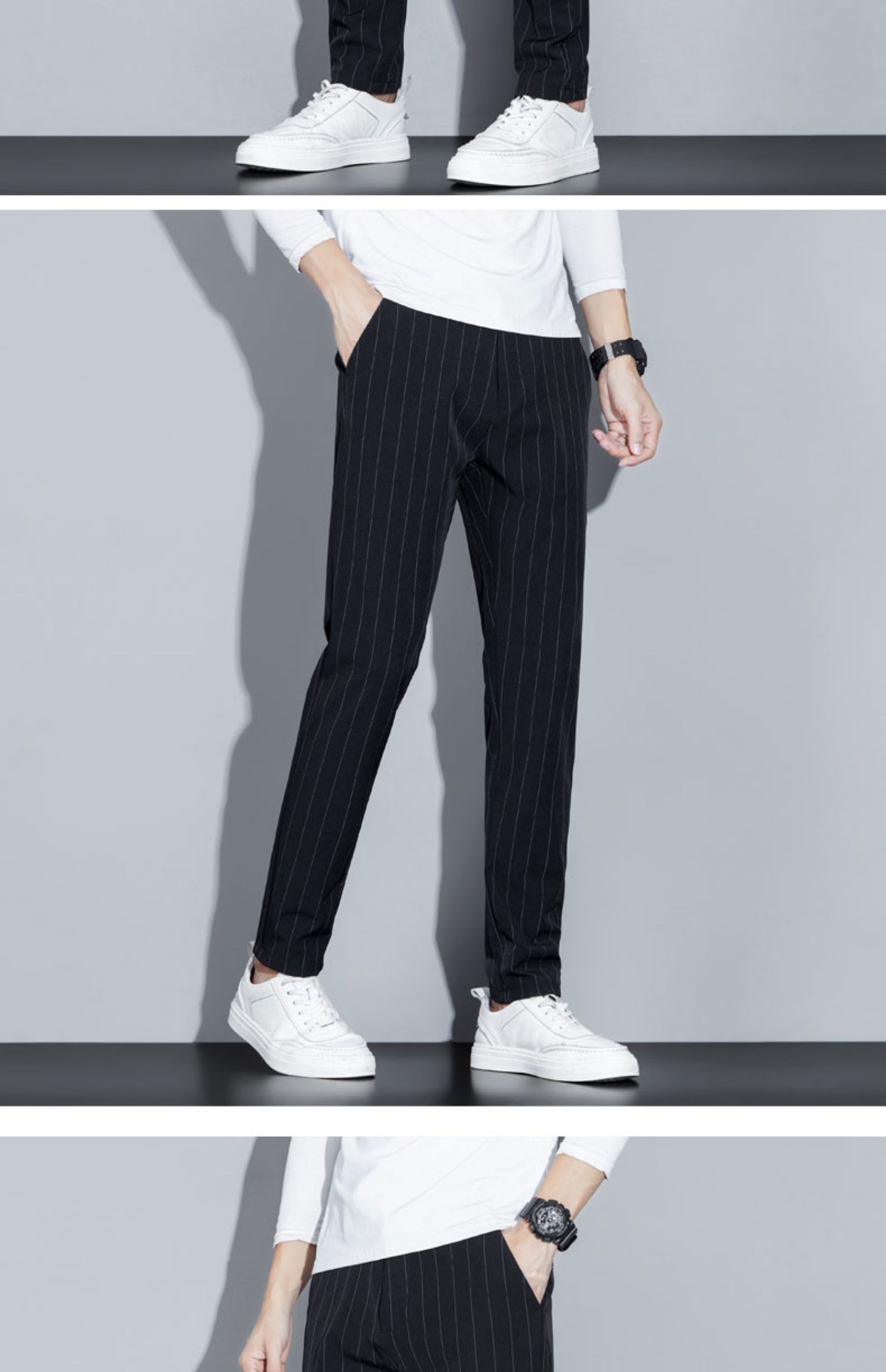 ボーダー服 細身ストライプ美脚パンツ