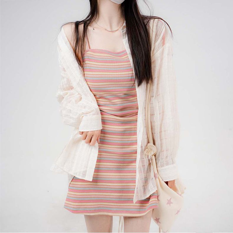 ボーダー服 ボーダー服 優美なリブボーダーワンピース