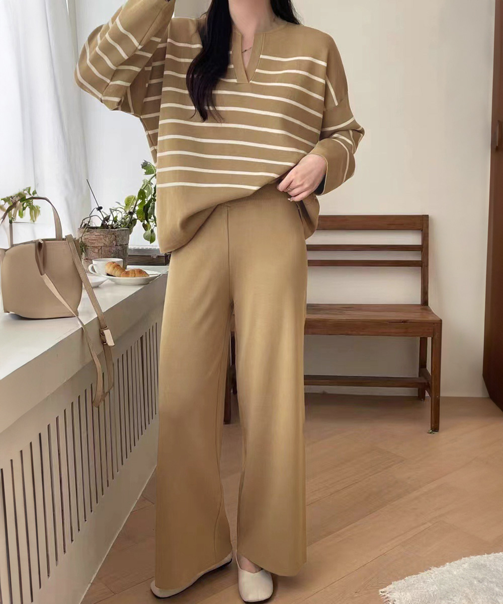 ボーダー服 ボーダーニットセットアップ上下セット