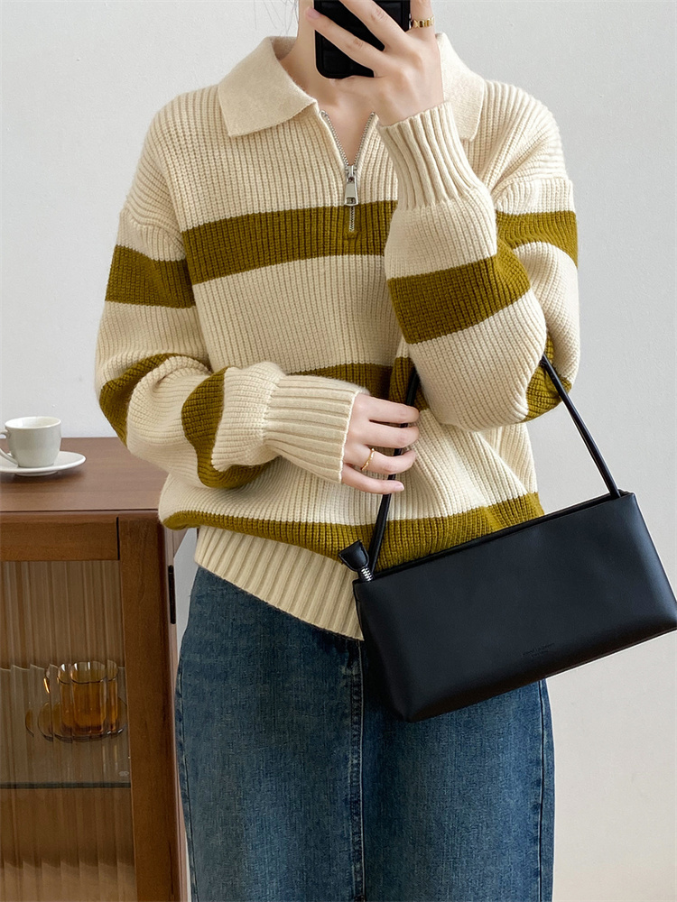 ボーダー服 ボーダーニットセーター ゆったり快適な冬の定番アイテム