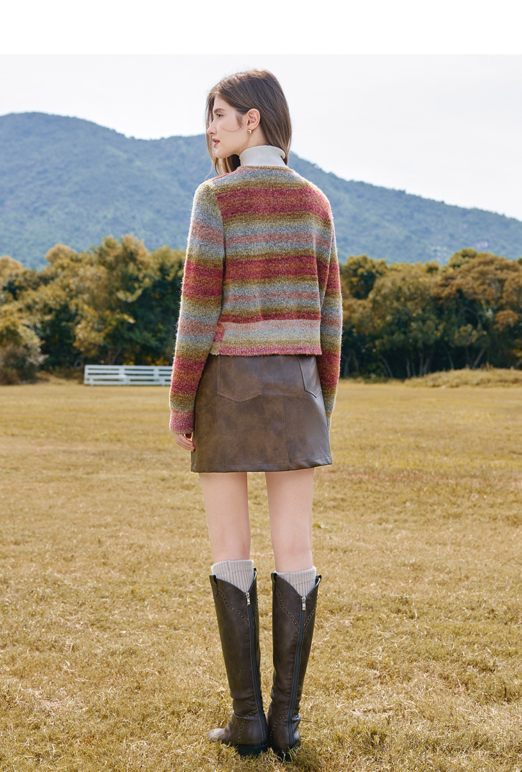 ボーダー服 縞模様ぬくもりカーディガン