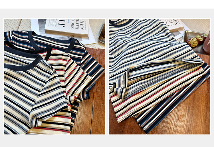 ボーダー なめらか襟付きボーダーTシャツ