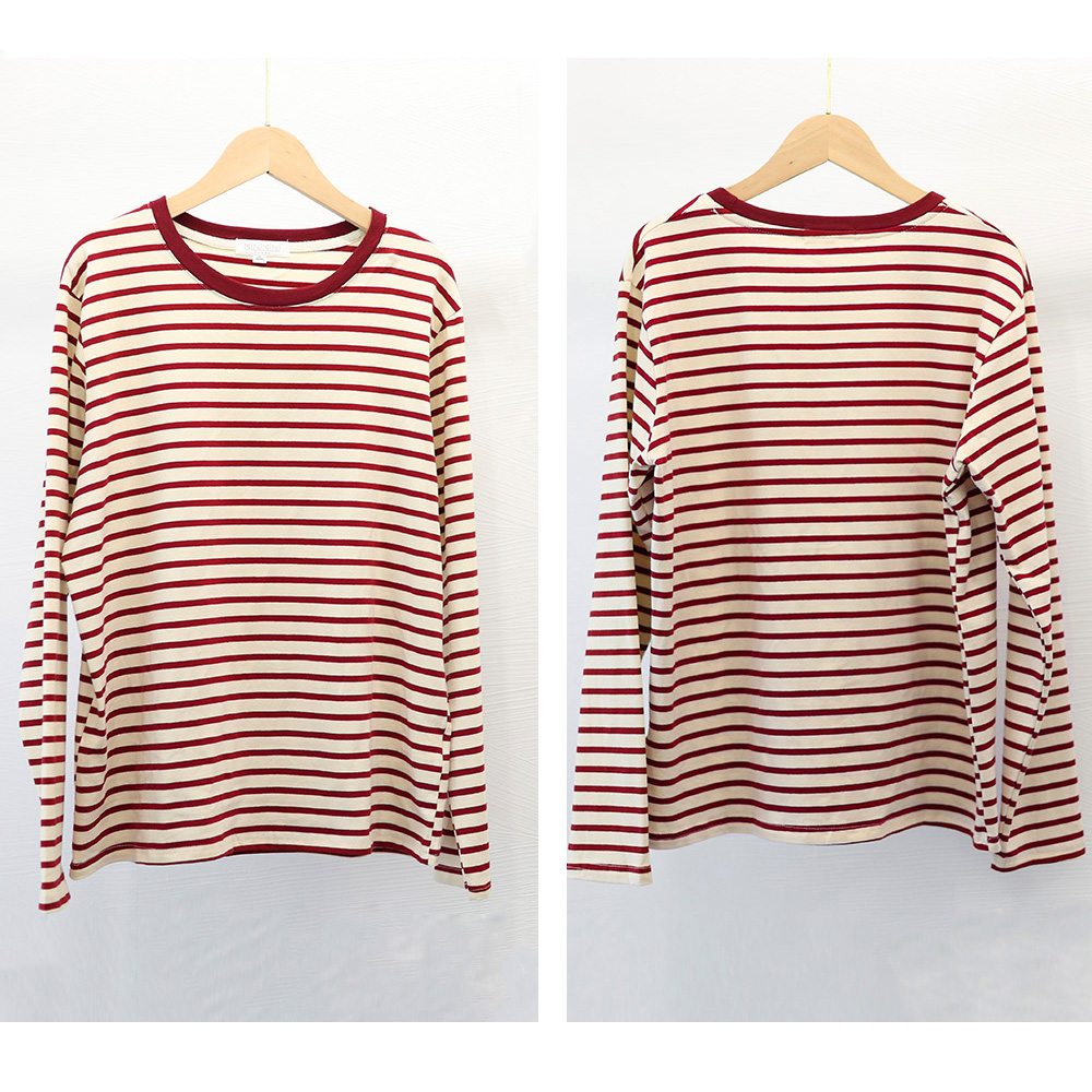 ボーダー服 ボーダー柄長袖カットソー春秋レディース