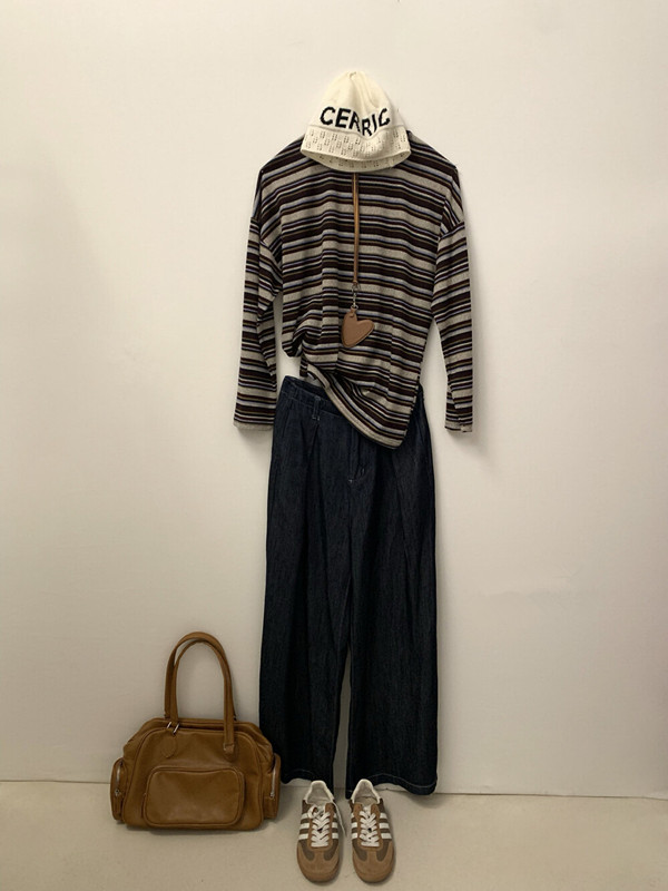 ボーダー服 新作ボーダー柄長袖トップス春秋レディース