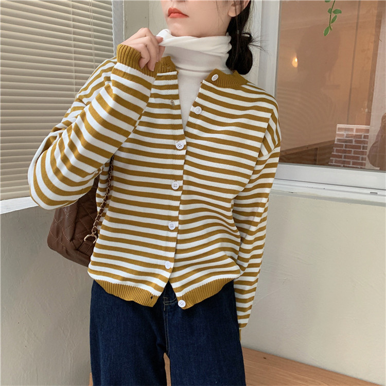 ボーダー服 大人可愛いボーダーニットカーディガン