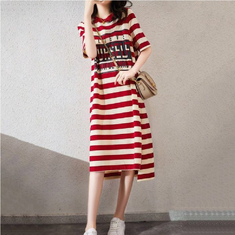 ボーダー服 ボーダー服 ロゴプリント入りボーダーワンピース