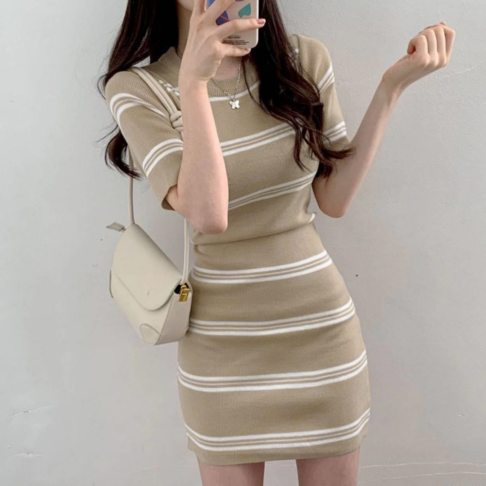 ボーダー服 ボーダー柄 美シルエット サマーニットワンピース