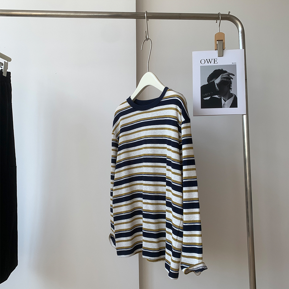 ボーダー服 2025新作 マルチボーダー柄長袖シャツ レディース春秋