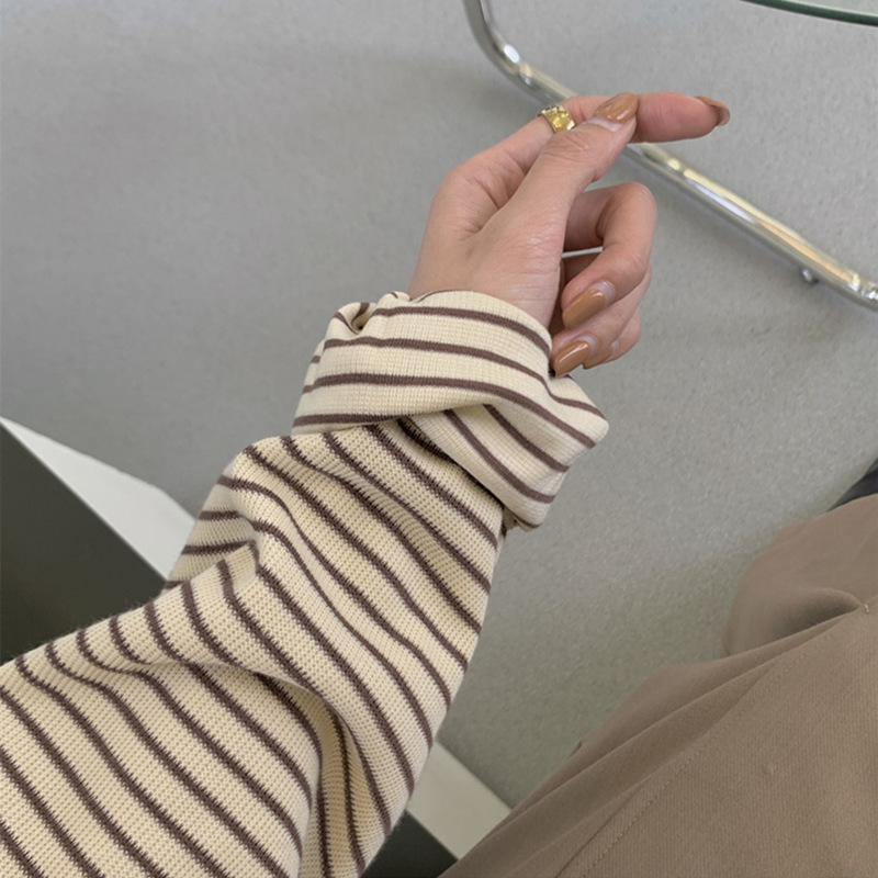 ボーダー服 ボーダー服 なめらかシルエット細ボーダー長袖