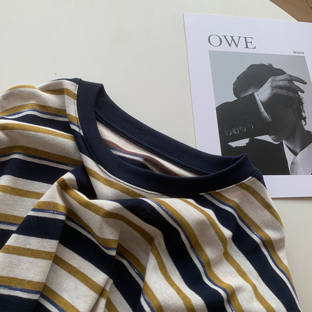 ボーダー服 2025新作 マルチボーダー柄長袖シャツ レディース春秋