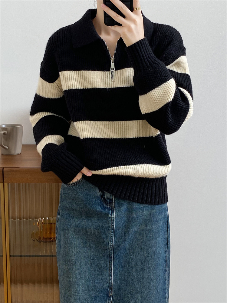 ボーダー服 ボーダーニットセーター ゆったり快適な冬の定番アイテム