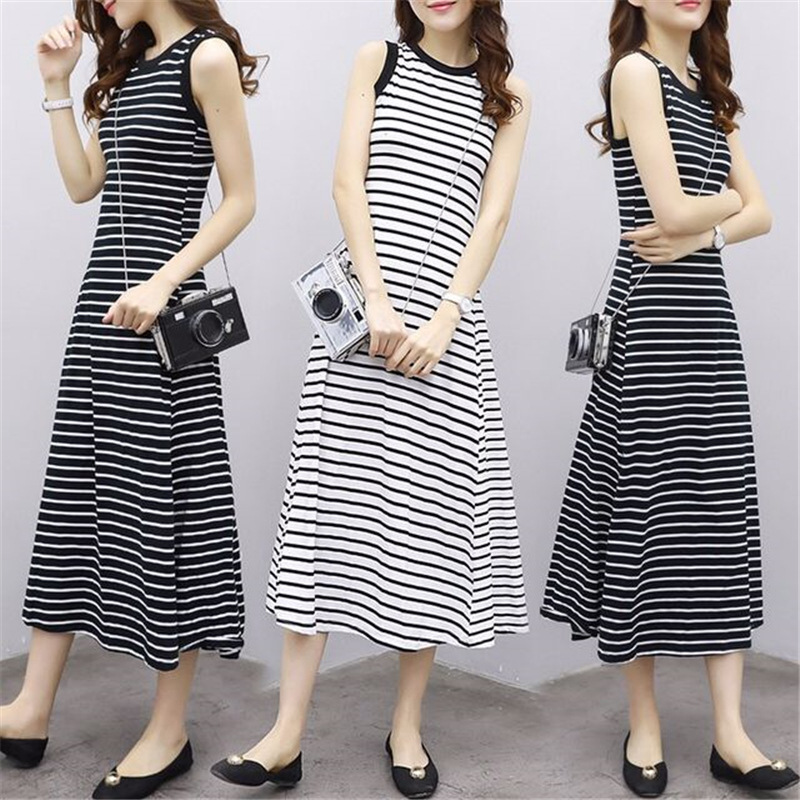 ボーダー服　爽やか海風ノースリーブワンピース