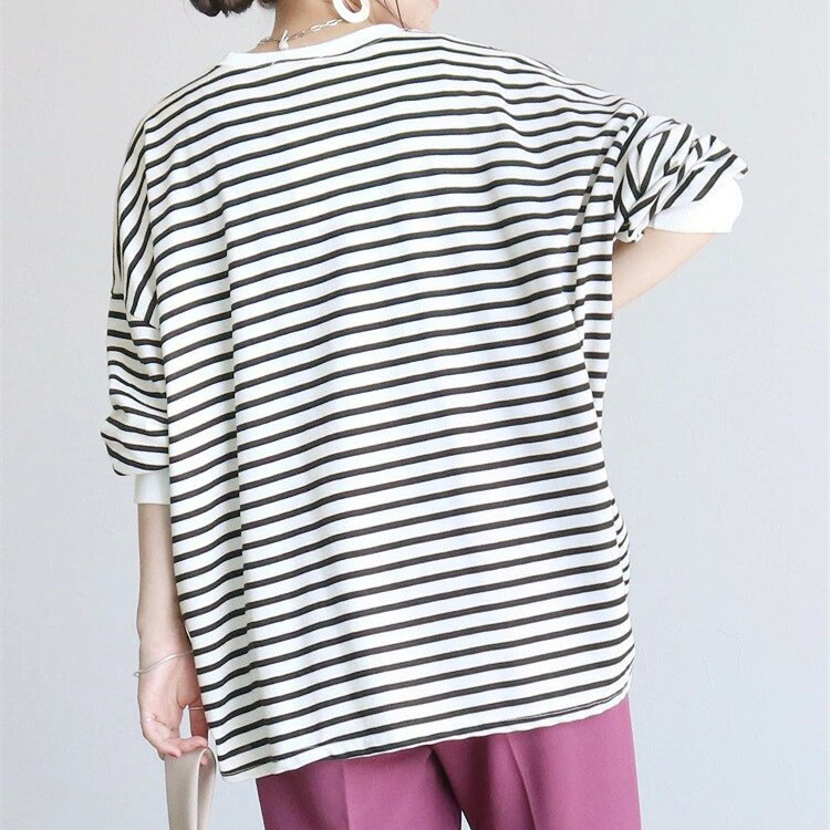 ボーダー服 ロンT レディース ゆったり 綿 長袖 大きいサイズ 秋服