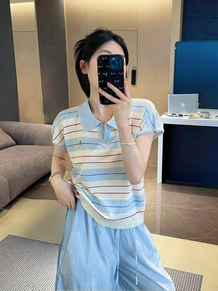 ボーダー服 爽やか横縞ニットベスト